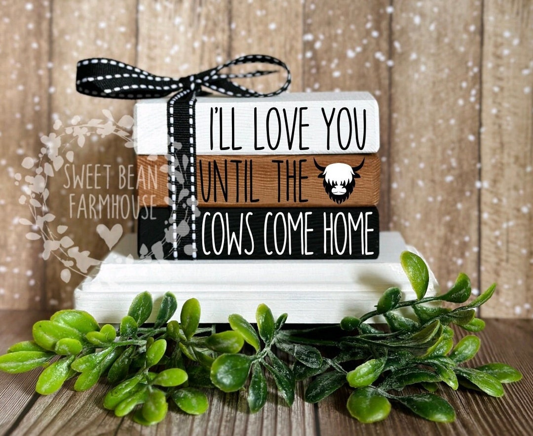Cow Decor Farm Tiered Tray Decor Highland Cow Decor Cow Mini Book Stack ...