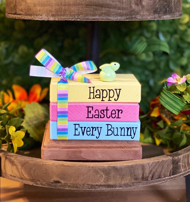 Easter Decor Easter Tiered Tray Decor Easter Block Sign Easter Etsy