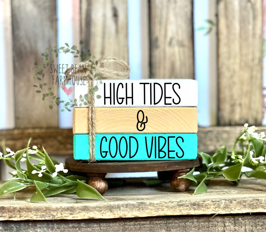 Beach Themed Decor Beach Themed Books High Tides Good Vibes Faux Wooden
