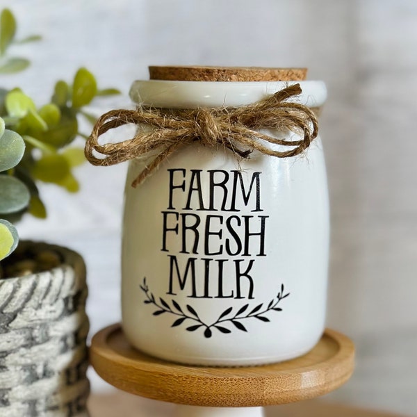 Mini Milk Bottle, tiered tray decor, farmhouse decor, faux milk, mini milk jug, farm tiered tray decor