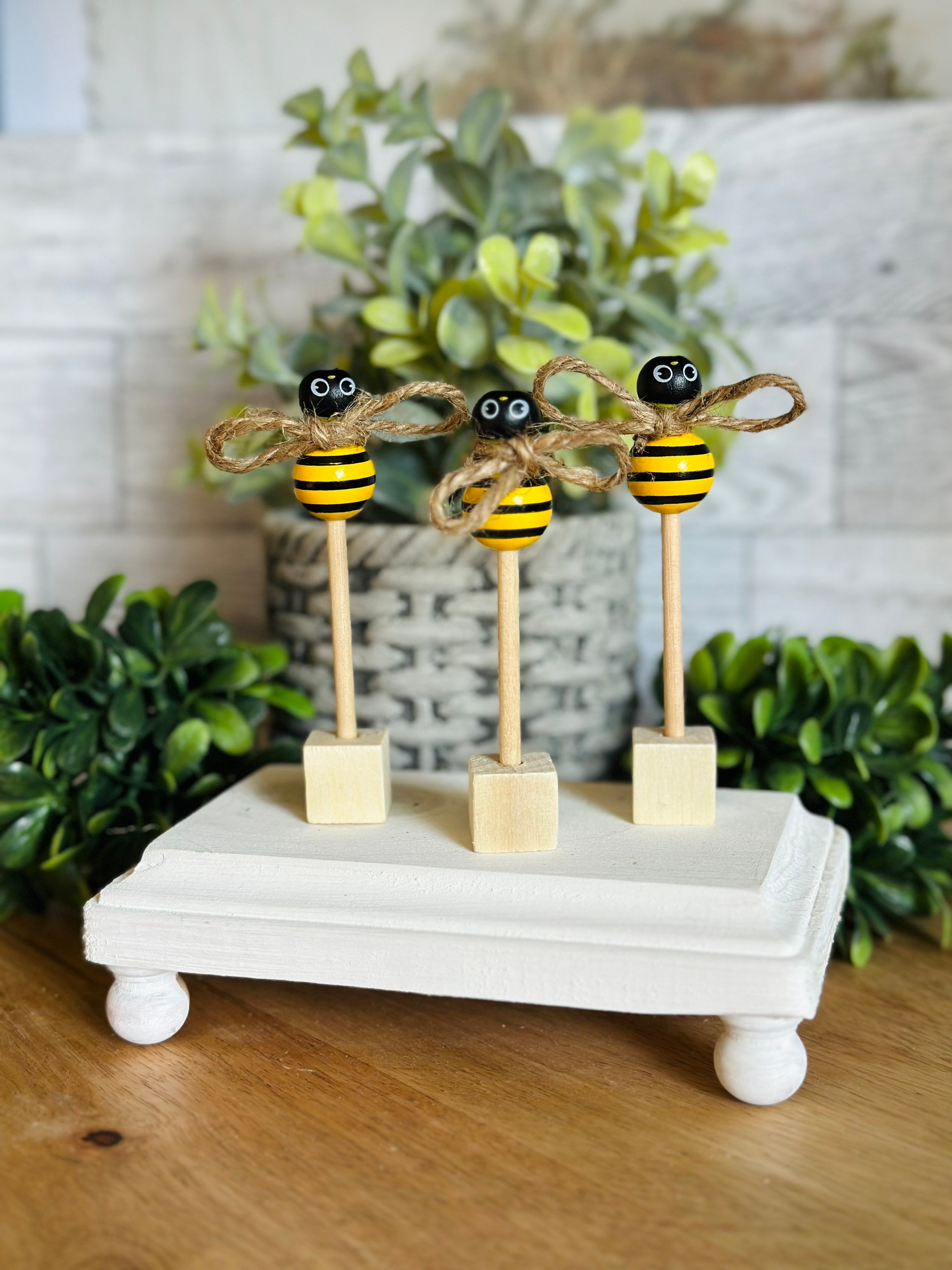 Mini Beehive Farmhouse Bee Tiered Tray Decor Spring Summer Shelf Sitter  Coffee Bar Kitchen Table Bumble Bee Home Decorations