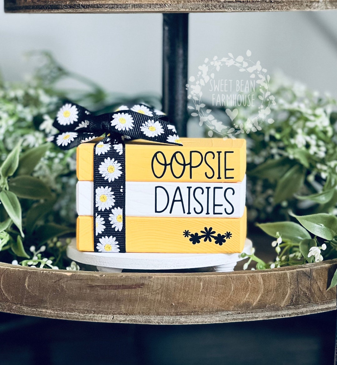 Summer Tiered Tray Decor Daisy Mini Book Stack Daisies Tier Tray Daisy ...