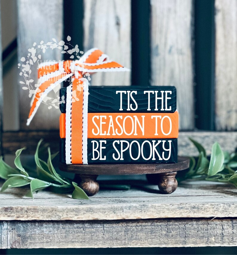 Halloween Tiered Tray Decor Wooden Halloween Decor Halloween Book Stack