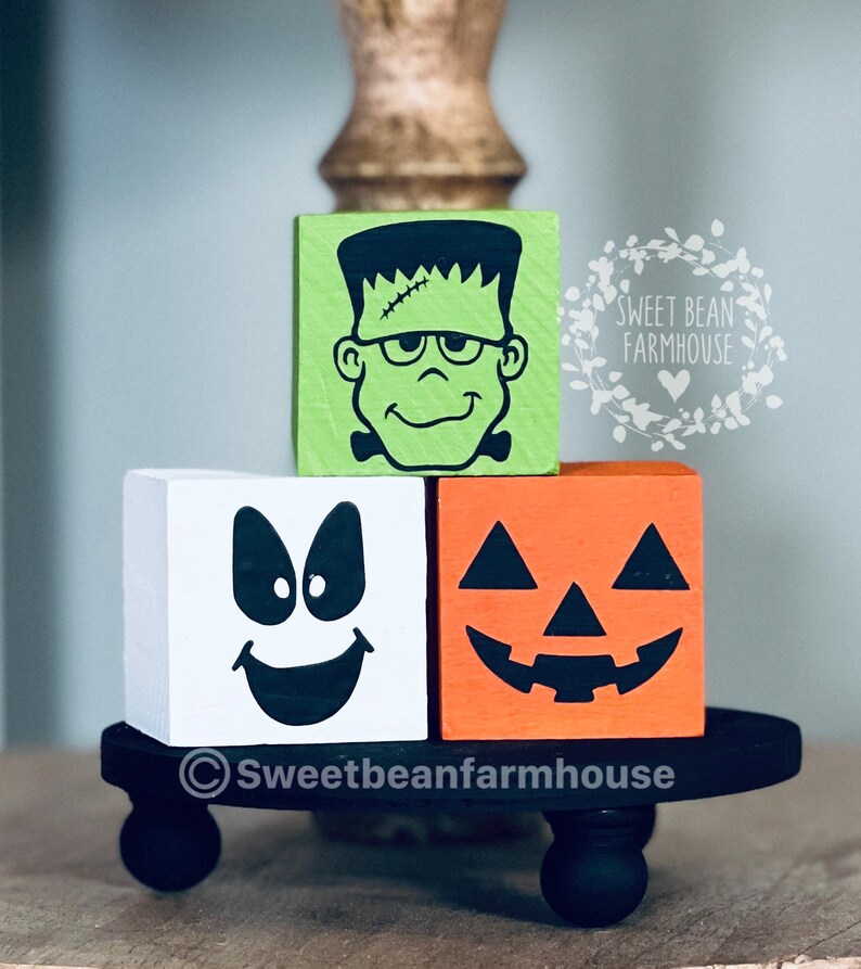 Halloween Tiered Tray Decor Wooden Halloween Decor Halloween Book Stack