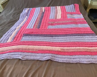 Lavender and Pink Hand Crocheted Afghan