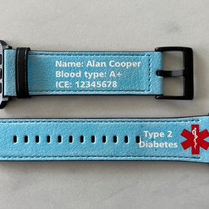 Custom Medical Apple Watch Strap, Medical ID Apple Watch Band, Custom Medical ID Bracelet, Message Apple Watch Band, Medical Alert Tag