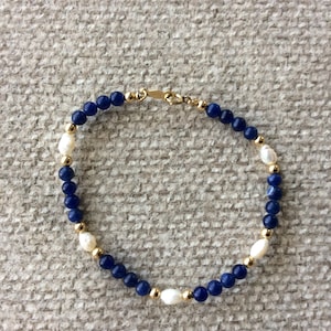 Lapis and Freshwater Pearl Bracelet