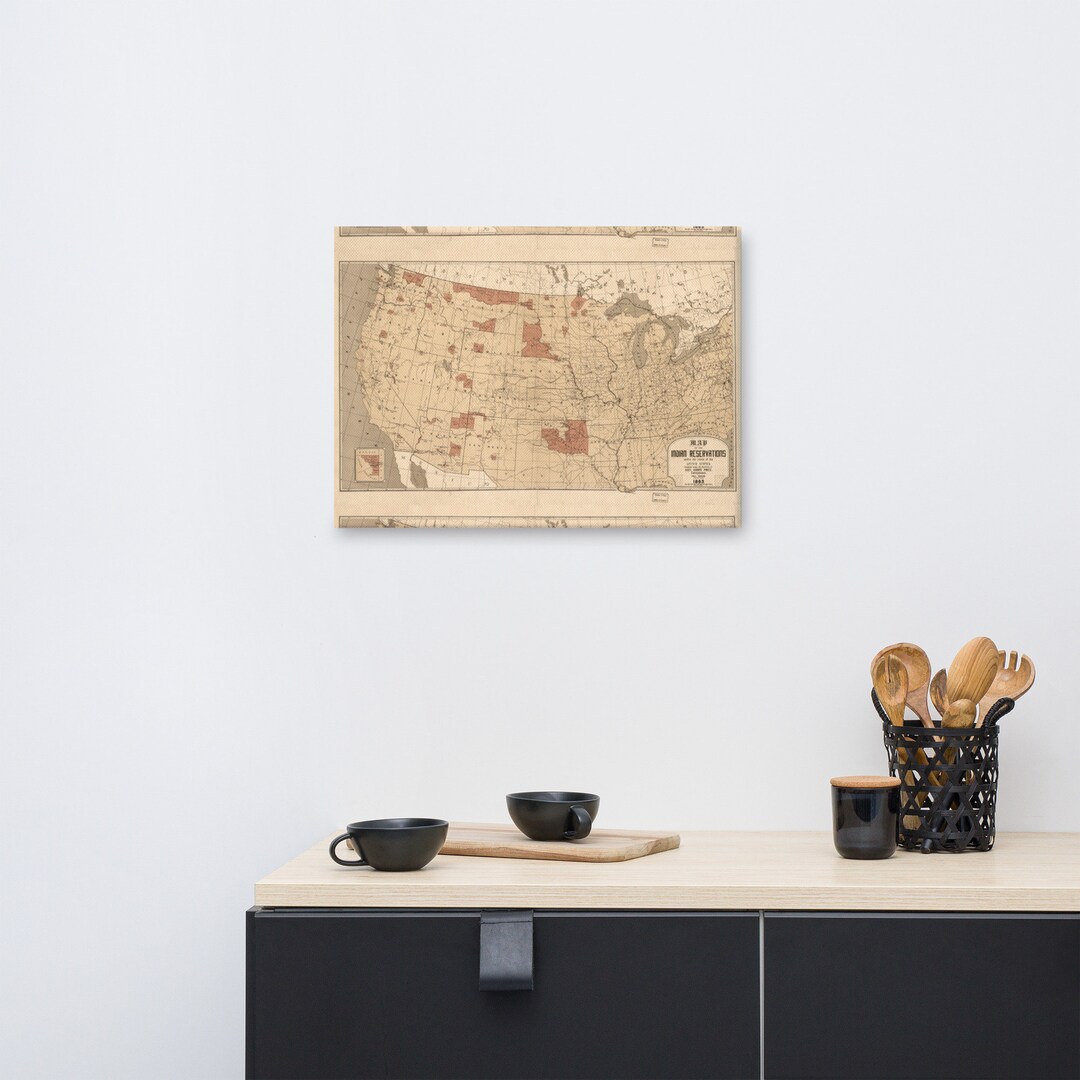 1883 Map Indian Reservations of the United States Canvas - Etsy