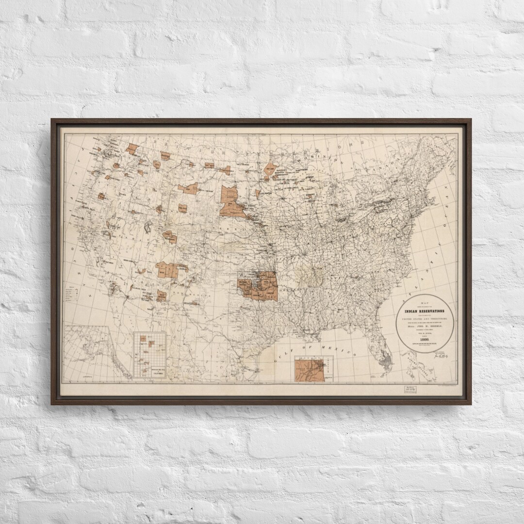 1888 Map of the Indian Reservations Within the United States - Etsy Canada