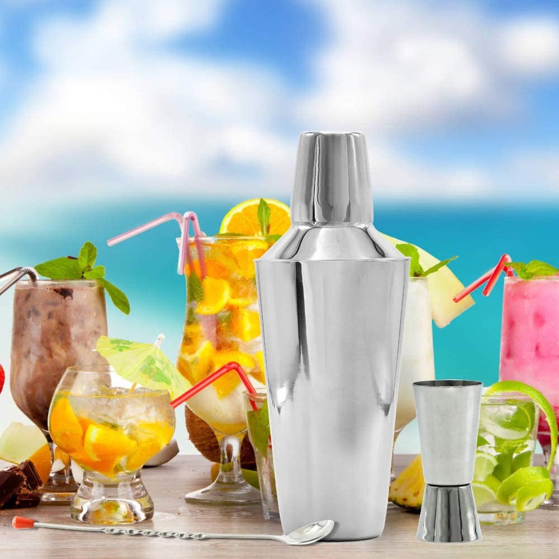 Cocktail Shaker Bar Set Stainless Steel Drink Shaker Bottle Etsy