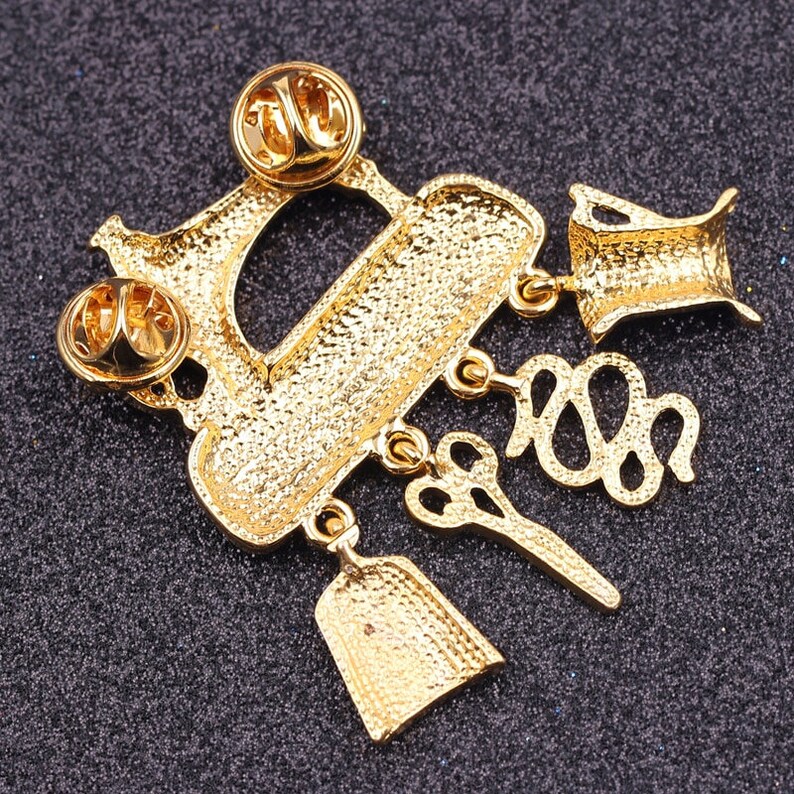 Enamel Sewing Machine Brooch Pin Etsy UK
