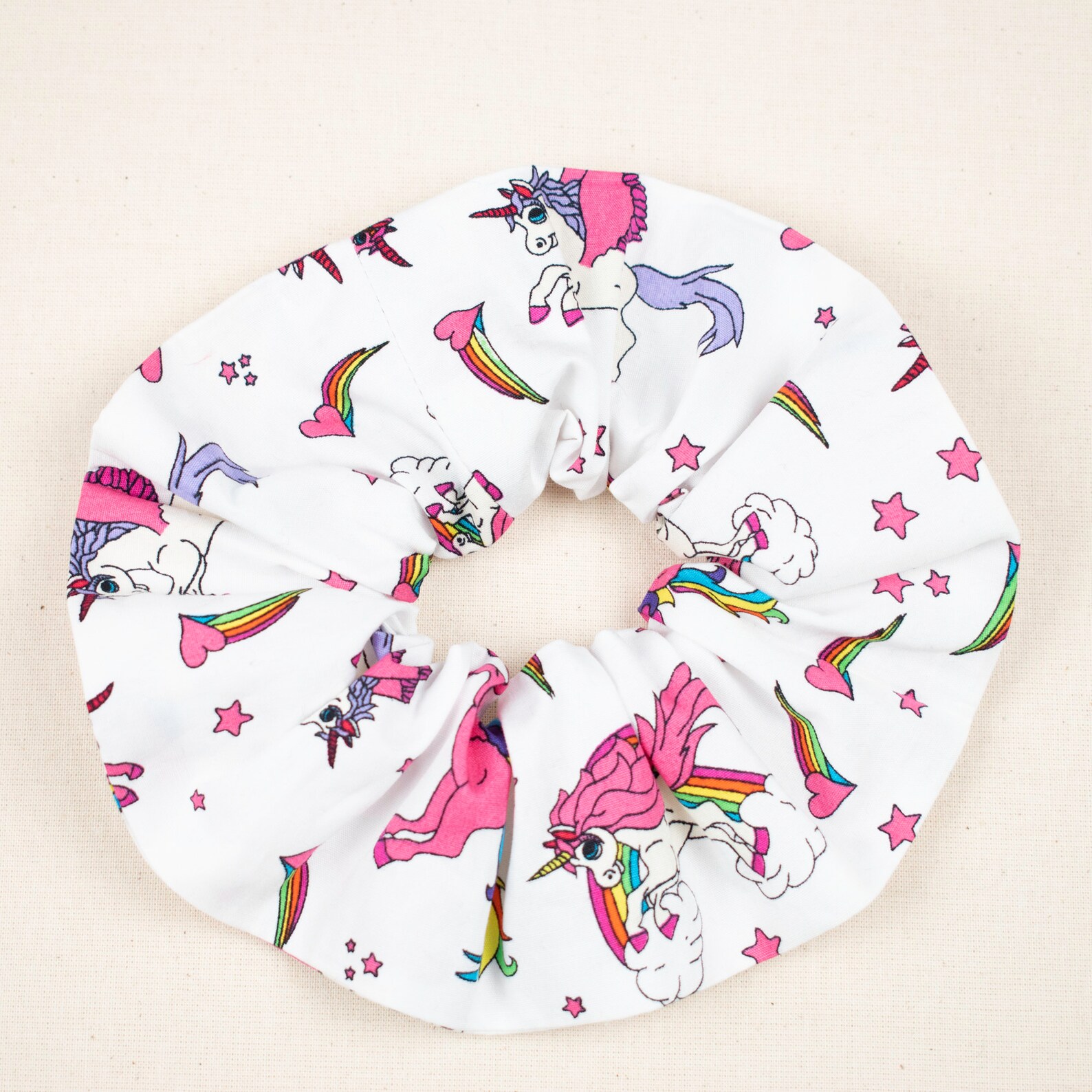 100 Cotton Pink Unicorn Hair Scrunchies Handmade Mini Etsy