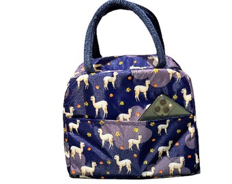 Lunchbag, New Design Insulated Waterproof Lunchbag With Outside Pocket And Alpaca Pattern