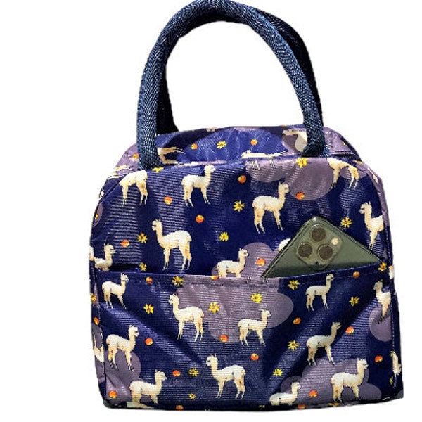 Lunchbag, New Design Insulated Waterproof Lunchbag With Outside Pocket And Alpaca Pattern
