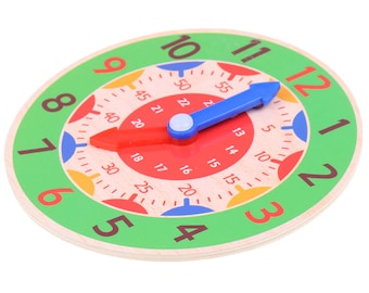 Children Wooden Clock - 14cm, Wooden Learning Time Clock, Gift For Children, Early Preschool Teaching, Home Schooling, Educational Toy Gift