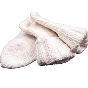 Hand Knitted Socks, One-off Socks - Thick Warm Hand Knitted Socks, White Hand Knitted Socks, Adult's and Children's Handmade Socks Gift