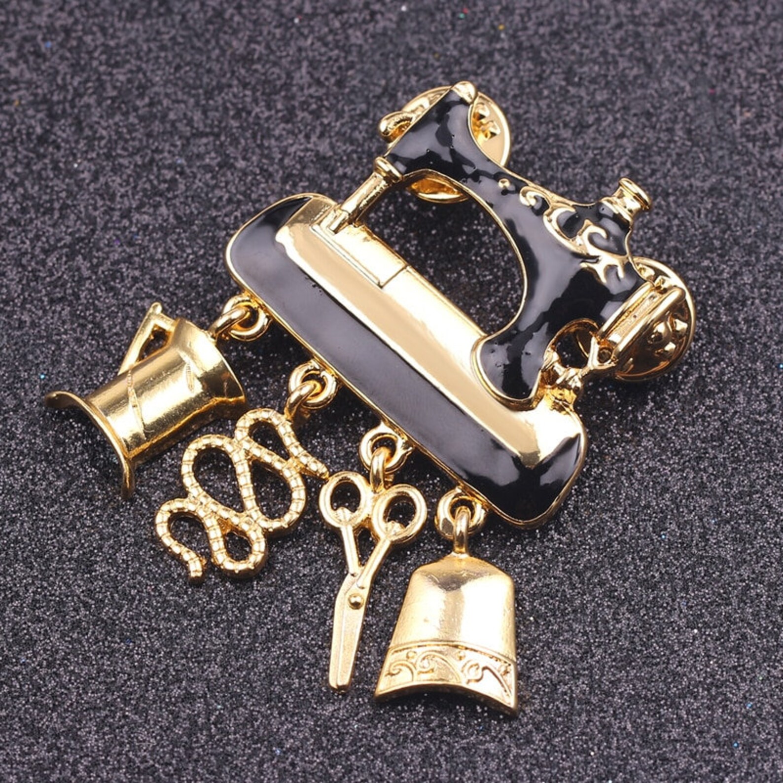 Enamel Sewing Machine Brooch Pin Etsy UK
