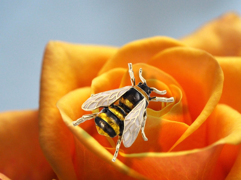 Beautiful Vintage Style Bumble Bee Brooch, Honey Bee Pin, Enamel Bumble Bee Brooch, The Best Bumble Bee Brooch image 1