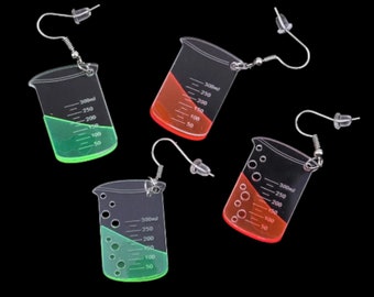 Transparent Acrylic Beaker Drop Earrings, Chemistry Teacher Gift