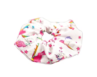 100% Cotton Pink Unicorn Hair Scrunchies, Handmade Mini Scrunchies