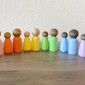 Pastel Multicultural Peg Doll Men and Women Set of 12 Montessori Waldorf Toy Gift / Easter image 3