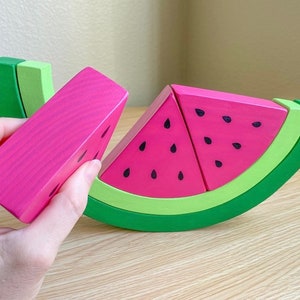 Hölzern Wassermelone Stapel Puzzle Spielzeug / Montessori Waldorf Rollenspiel Essen / Sommer / Sensorisches Spiel Bild 3