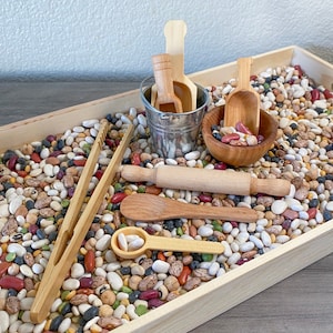Sensory Bin Wooden Tools 9 piece Set for Montessori Learning Homeschool Kinetic Sand Toy Gift Please see dimensions/ Tray NOT Included image 3