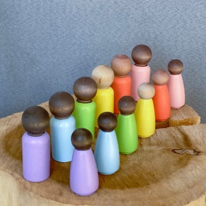 Pastel Multicultural Peg Doll Men and Women Set of 12 Montessori Waldorf Toy Gift / Easter image 4