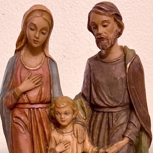 Vintage Holy Family Statue,Made in Italy Fontanini Style Figures, Mary Joseph and child Jesus Vintage statues, Divine Family Trio