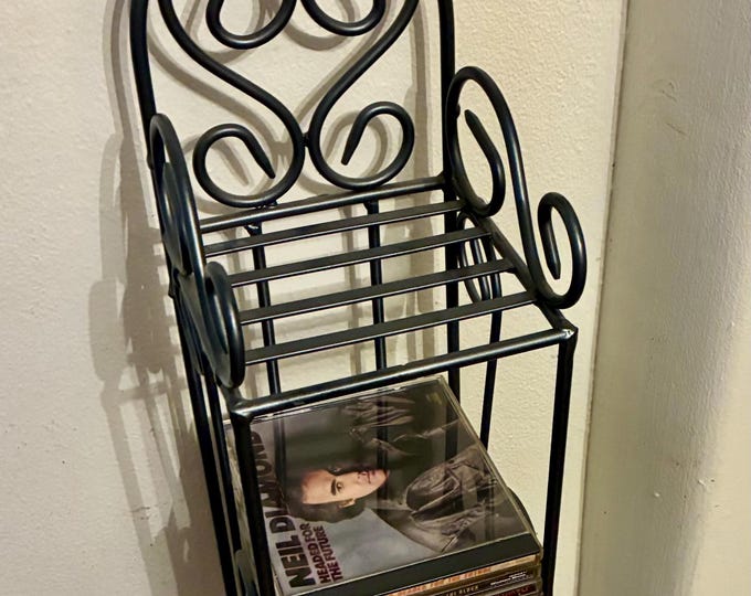 Wrought Iron CD Tower – Scroll Design Media Rack or Plant Stand, 46.5 ...