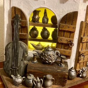 Diorama miniature vintage pour boutique d&#39;antiquités, Espagne | Boutique artisanale Antigüedades Guayasamín