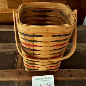 Vintage Longaberger Wirbelkorb 11142 - 1995 MMS signiert - 8,5 ”Hoch mit Kunststoffeinsatz und Prüfkarte