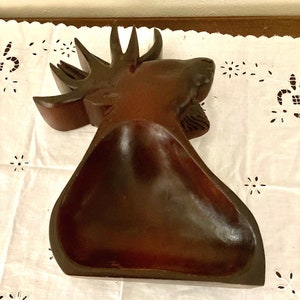 Vintage Sapatna Moose Shaped Bowl – Wood Dish Made in the Philippines