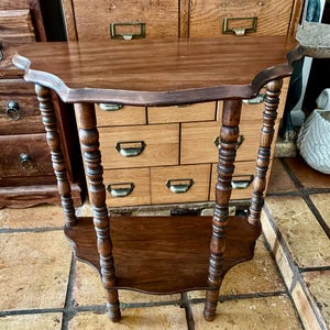 Vintage Demilune Console Table Colonial Revival Half Moon Side Table Scalloped Wood Entryway Decor