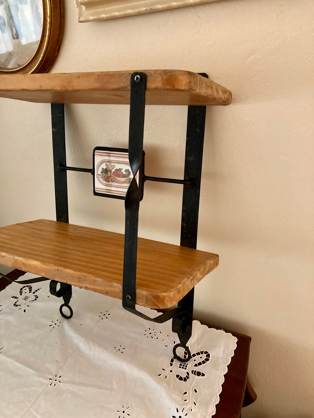 Rustic Wood and Iron Spice Rack, Apothecary Storage, 2 Shelf Cabinet ...