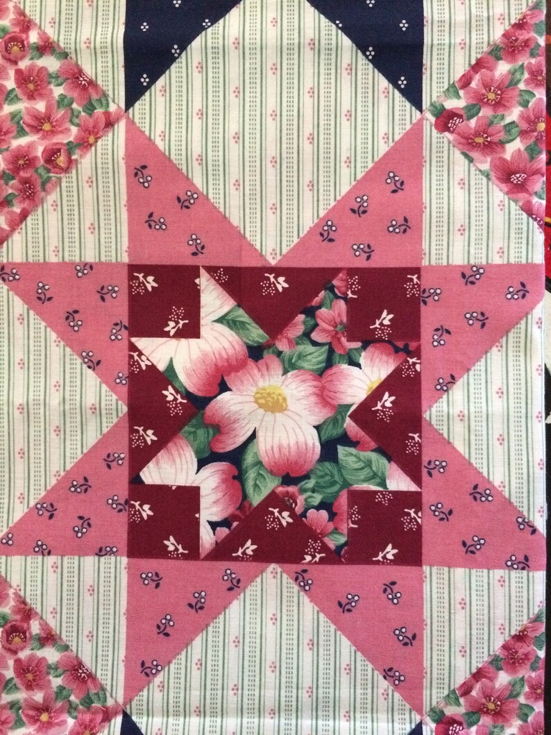Vintage Cotton Fabric Star Quilt Design Vintage Cotton Etsy