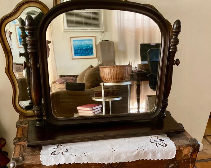 Vintage Dresser Swivel Mirror, Large Antique Wooden Swivel Free