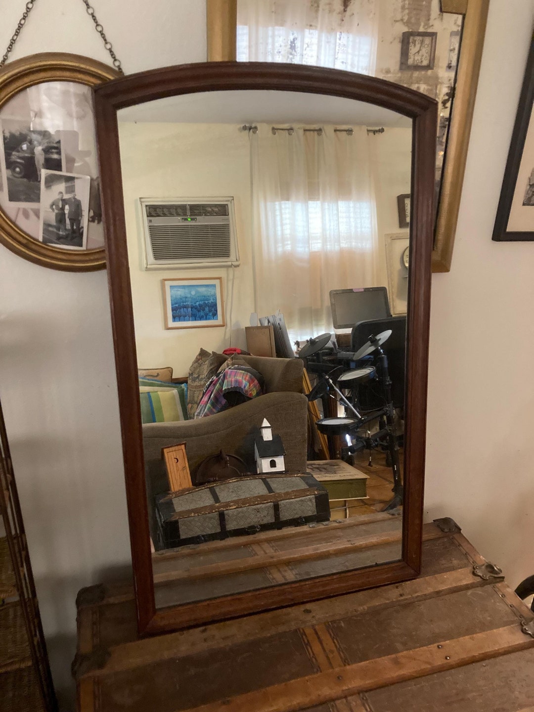 Vintage Rounded Rectangular Mirror Vintage Wall Mirror, Vintage Dresser Mirror, Rectangular Mirror With ...