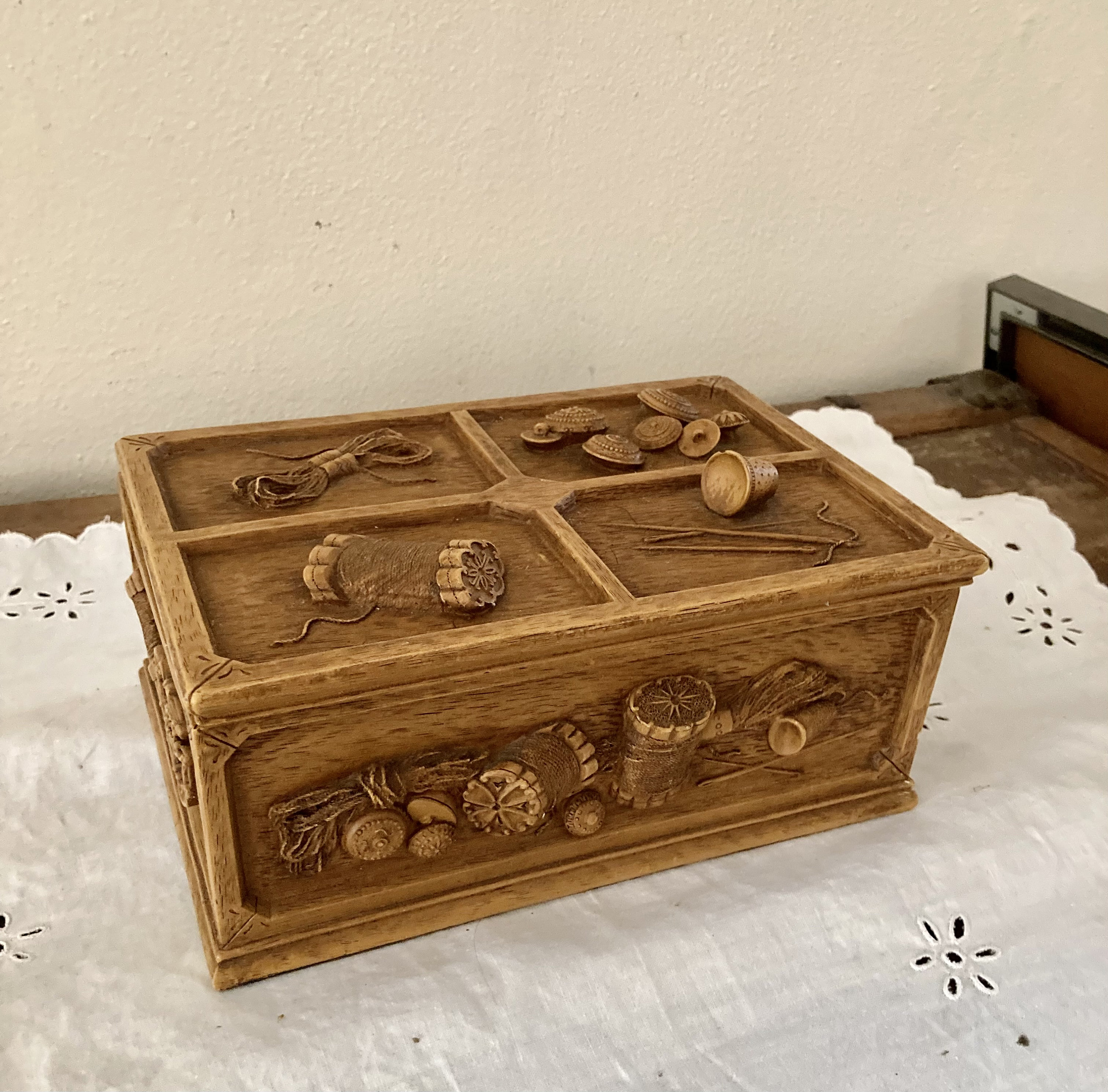 wood sewing box brown - WASTEMA-Online-Shop
