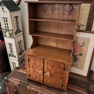 Salesman’s Sample Hutch / Antique Child’s Stepback Cupboard /  Primitive Pine Furniture