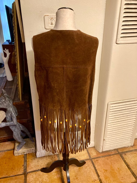 Vintage Fringed Suede Vest, Woodstock Fringed Hip… - image 3