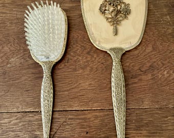 Vintage Gold Tone Vanity Set • Victorian Style Dresser Accessories