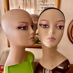 Vintage ISIS Mannequin Head, Mid Century PVC Store Display Bust, Kiwi Green or Plum, 18 Inch, Sold Separately