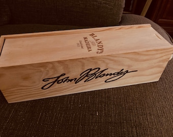 Scatola portabottiglie in legno John Blandy del 1997: contenitore vintage con certificato.