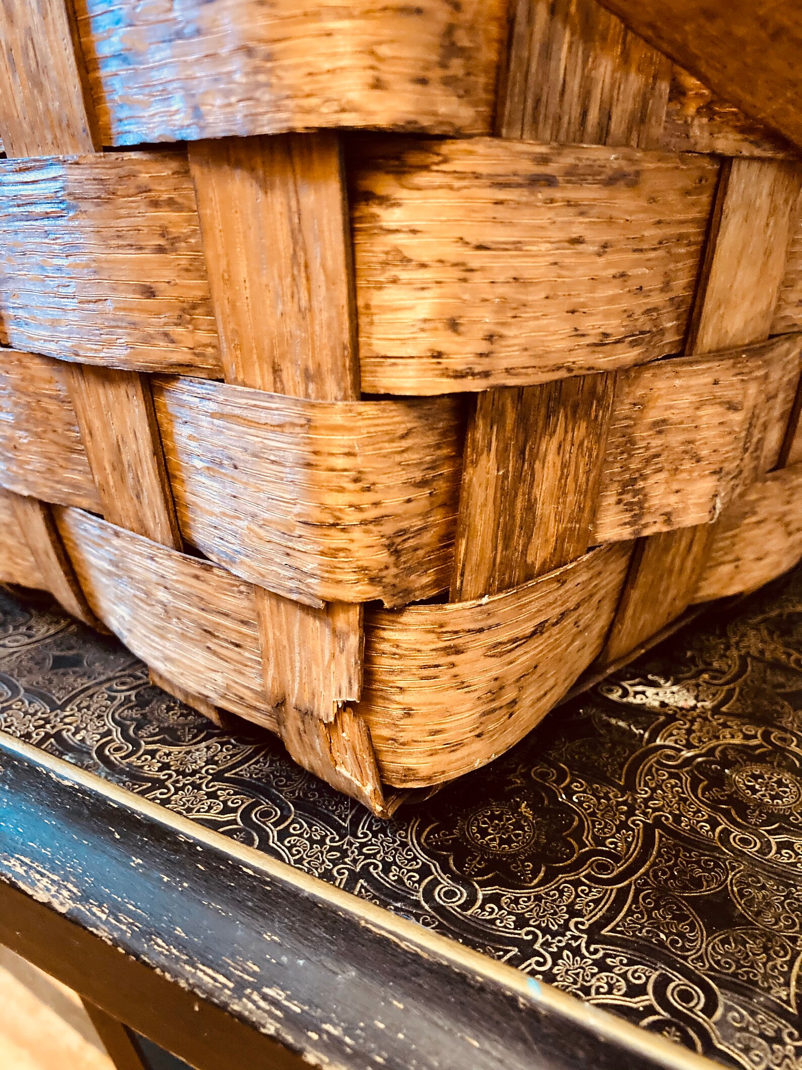 Vintage Woven Wood Picnic Basket Vintage Wooden Picnic Etsy