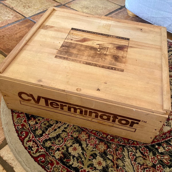 Wooden Crate with Cover, Music Interface Technologies Wooden Crate, Office Storage, CV Terminator wooden Crate