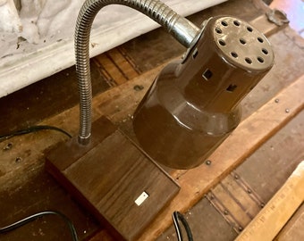 Vintage Gooseneck Desk Lamp: 1970s Woodgrain Task Light