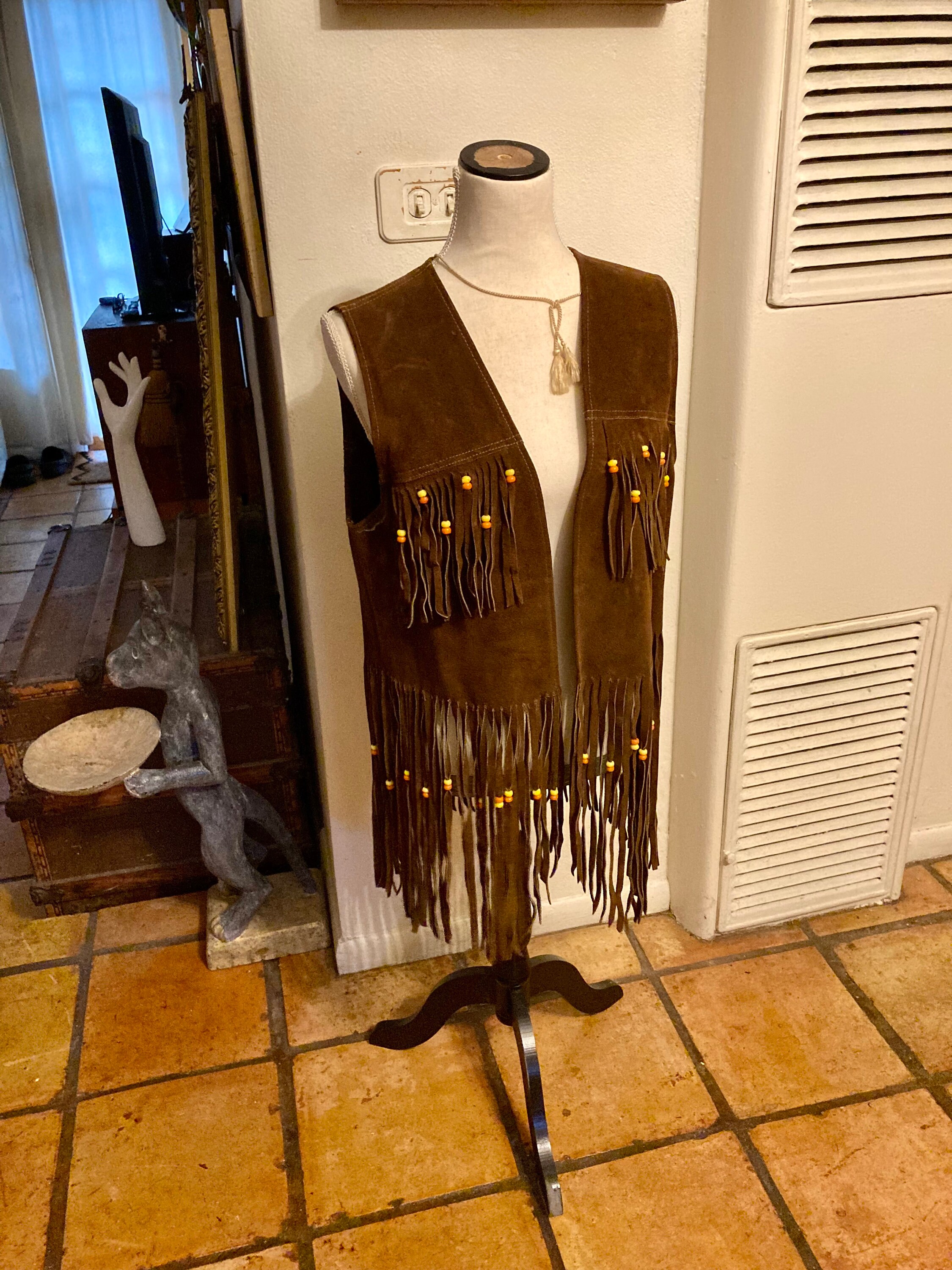 トップス NINE Fringe leather vest Apache Women's Leather Motorcycle Vest – DS Online