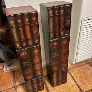 Faux Book CD Storage Cabinet | Hidden Antique Bookcase Style Media Tower, Holds 60 CDs