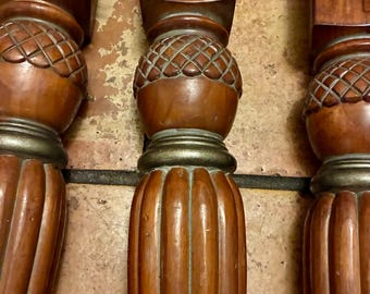 Vintage Turned Wood Table Legs Set of 4 Fluted Carved Vintage Furniture Parts 30 Inch